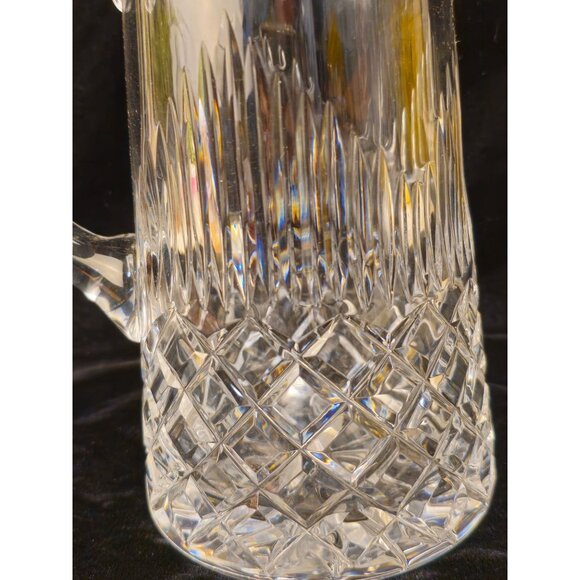 Vintage Clear Cut Glass Pitcher With Handle & Spout - Diamond & Vertical Pattern - Picture 4 of 9